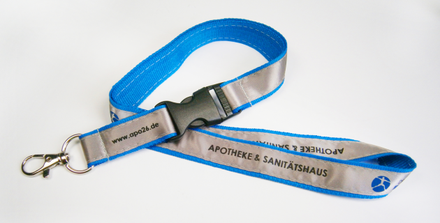 Polyester Schlüsselband mit aufgenähtem Satin Lanyard und gedrucktem Logo